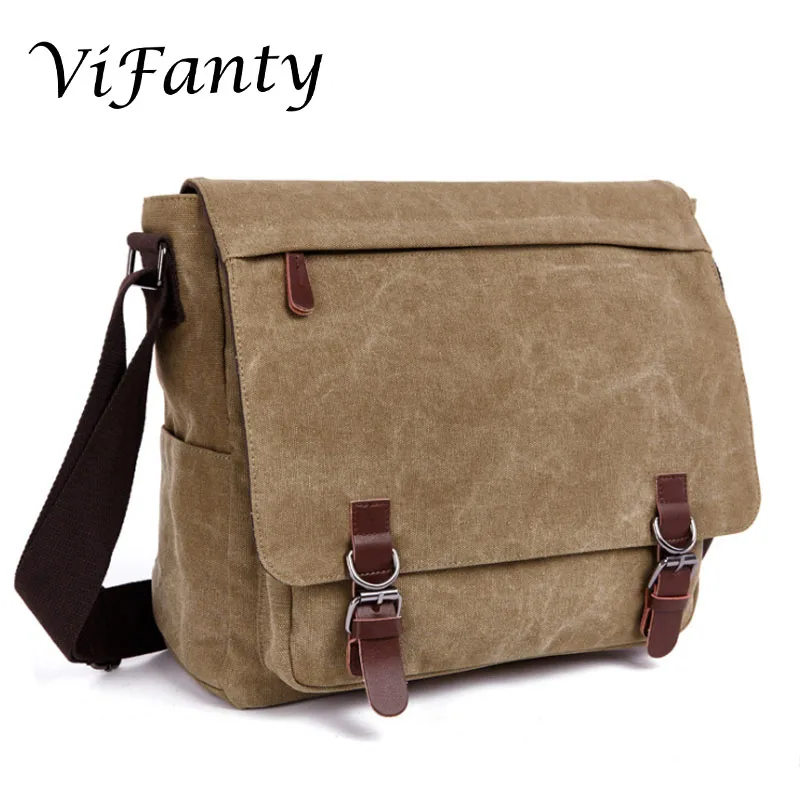 Большая винтажная холщовая сумка мессенджер через плечо Книжная деловая для