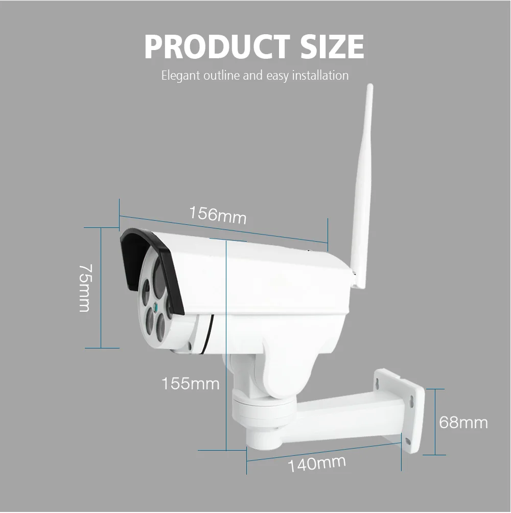 HD 1080P 5MP пуля Wifi PTZ ip-камера аудио 5X/10X оптический зум Автофокус Объектив беспроводной CCTV IP камера Открытый Onvif CamHi