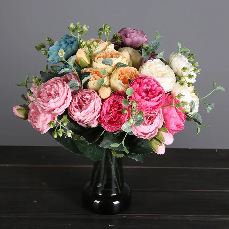 

Artificial Peony Wedding Photo Simulation Flowers Bride Bouquet For Weddings Dried Fake Peony Flowers Home Decor Flower