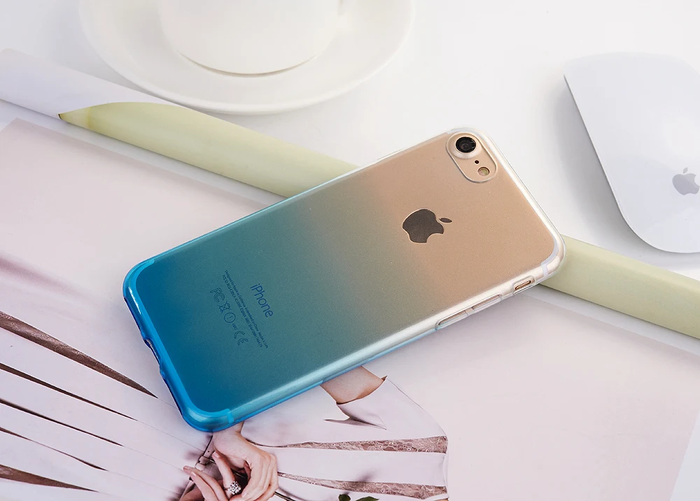 Градиент силиконовый чехол для Huawei P8 P9 Коврики 8 9 10 Pro Nova Plus Красочный прозрачный