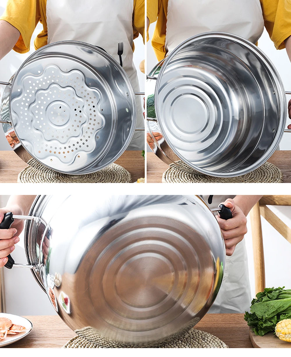 Двухслойная Паровая кастрюля из нержавеющей стали универсальный паровой горшок