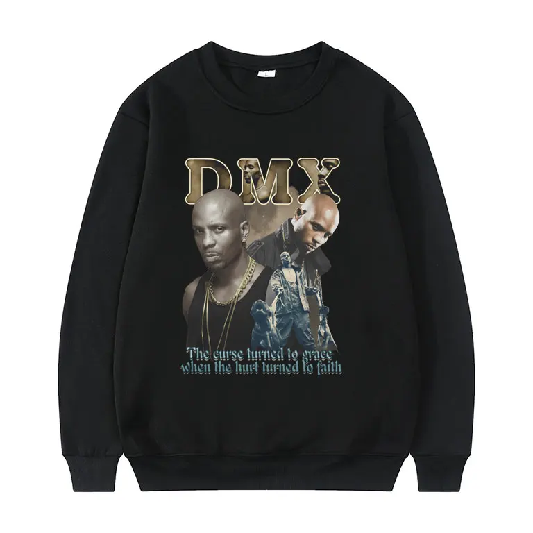 

Like Classic Hip Hop Rapper Dmx Print Sweatshirt Super Cool Dark Man X Pattern Pullover Tops Men Women Casual Black Sweatshirts