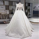 Классическое свадебное платье цвета слоновой кости с длинным рукавом для невесты бальное платье с бисером кружевное реальное фото платья для невесты мусульманские свадебные платья 2021