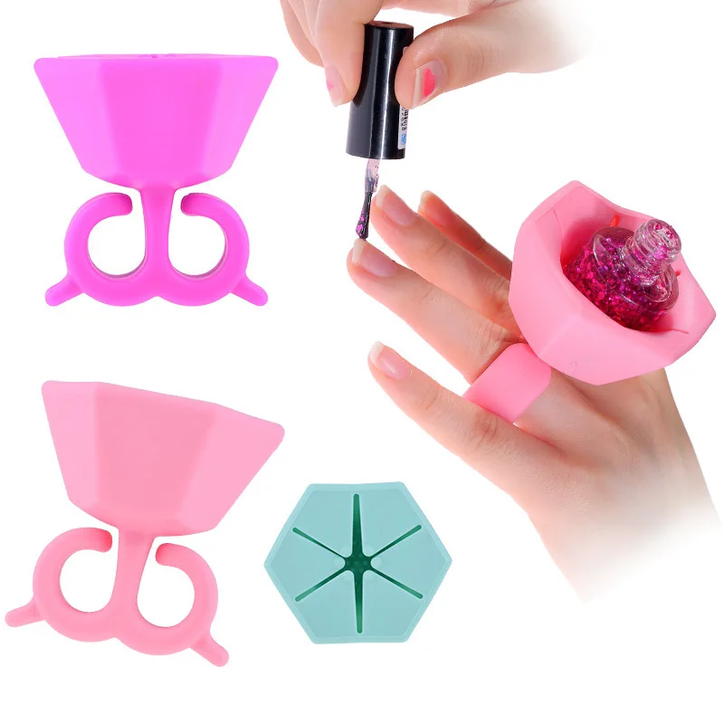 

Nail Polish Bottle Holder Portable Wearable Silicone Rubber Varnish Bottle Stand Glue Tilter Feature Silicone Polishing Holder