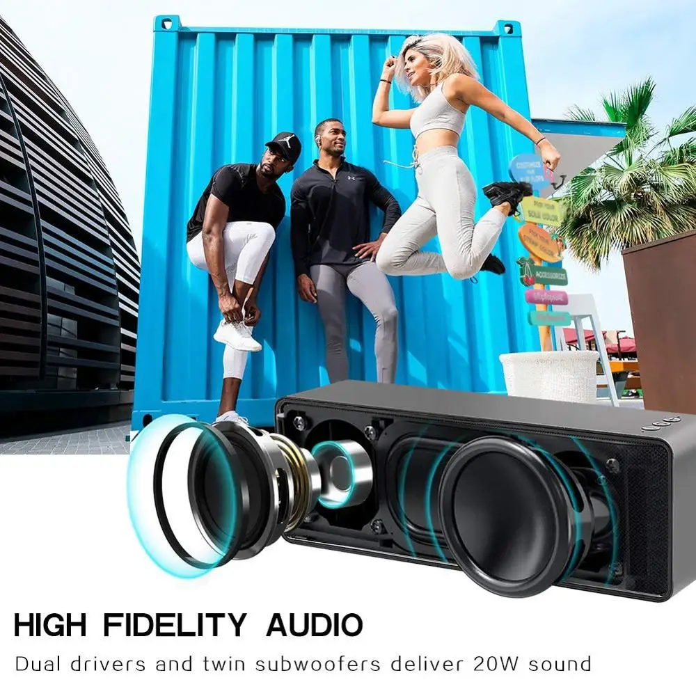 Беспроводная Bluetooth V5.0 колонка чистый стерео звук Насыщенные басы саундбар FM
