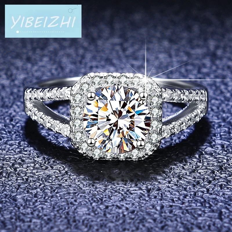 

The New 925 prata princesa quadrado d color pass diamante teste 1 ct moissanite anel de noivado luxo pt950 moissanite jóias