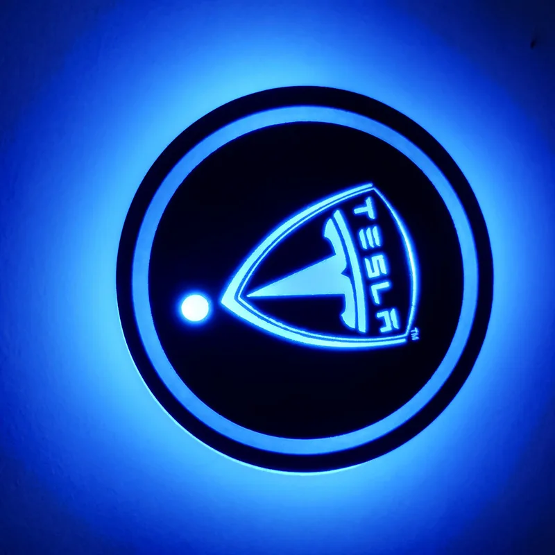 

7 Colorful USB Charging Car Led Atmosphere Light Luminous Car Water Cup Coaster Holder For Tesla Model 3 S X Y Auto Accessories