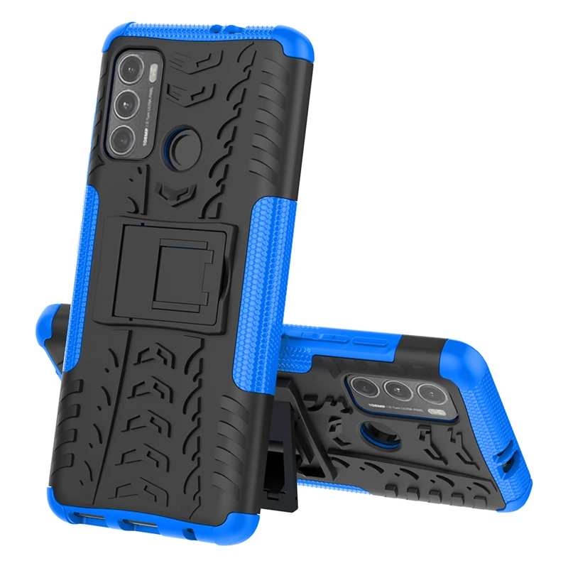 

Kickstand Armor Shockproof Phone Case For Moto G10 G30 G50 G60 Colorful Bracket Rugged Anti-Fall Protection Silicone Cover