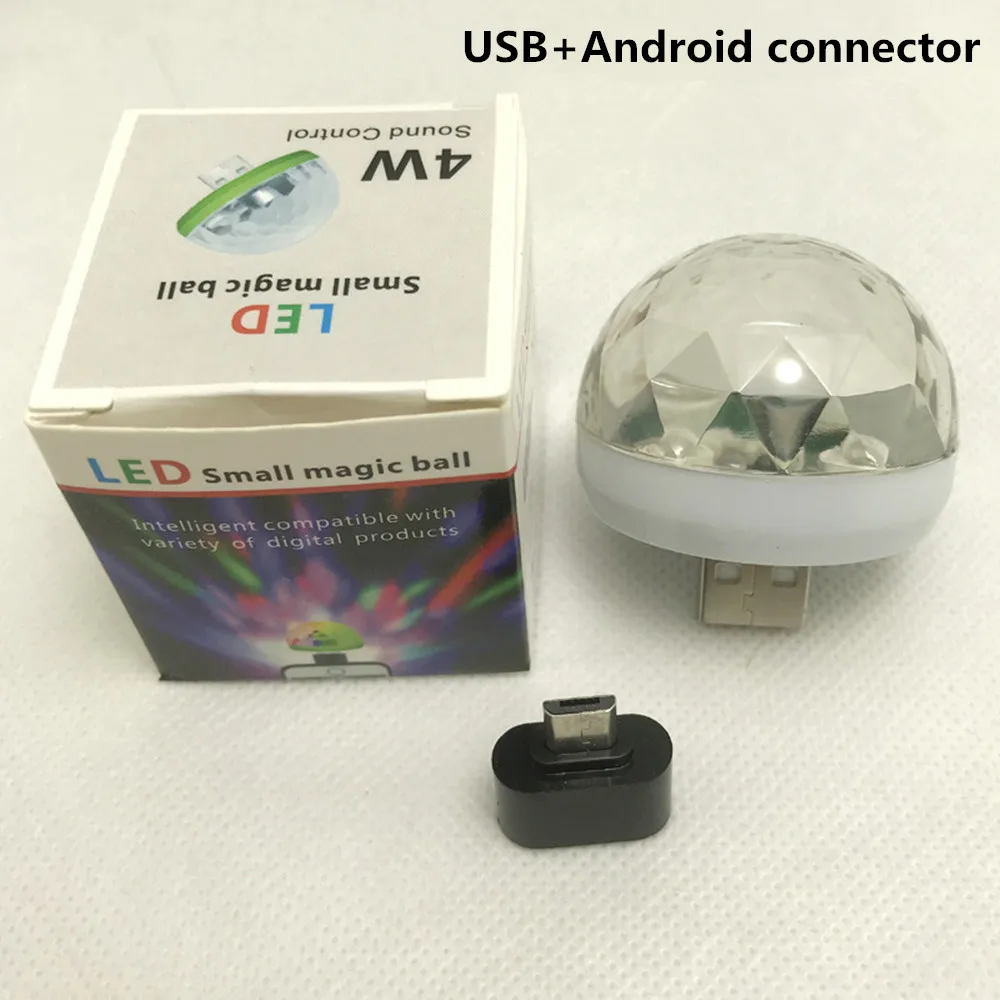 White For Android Adeeing USB диско светильник светодиодный вечерние светильник s Портативный хрустальный магический шар красочный эффект сценический светильник для дома вечерние караоке Декор - Цвет: White For Android