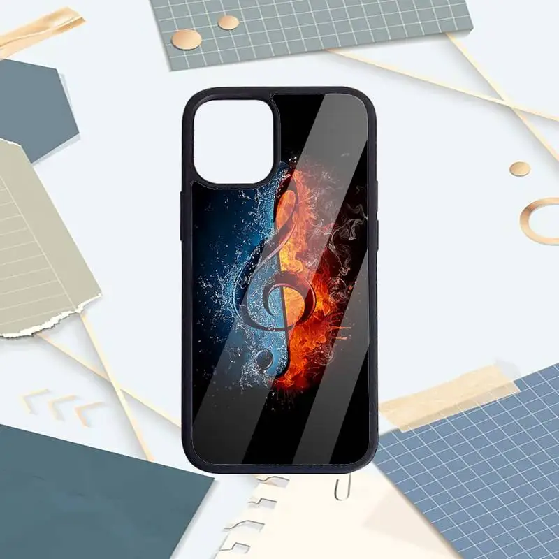 

Music notes art design pattern Phone Cases PC for iPhone 11 12 pro XS MAX 8 7 6 6S Plus X 5S SE 2020 XR Luxury brand shell funda