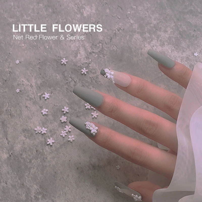 

Small White Flower Size Mixed Nail Sticker Creative Fashion Self-adhesive Rhinestones DIY Nails Decoration Nails Accessories New
