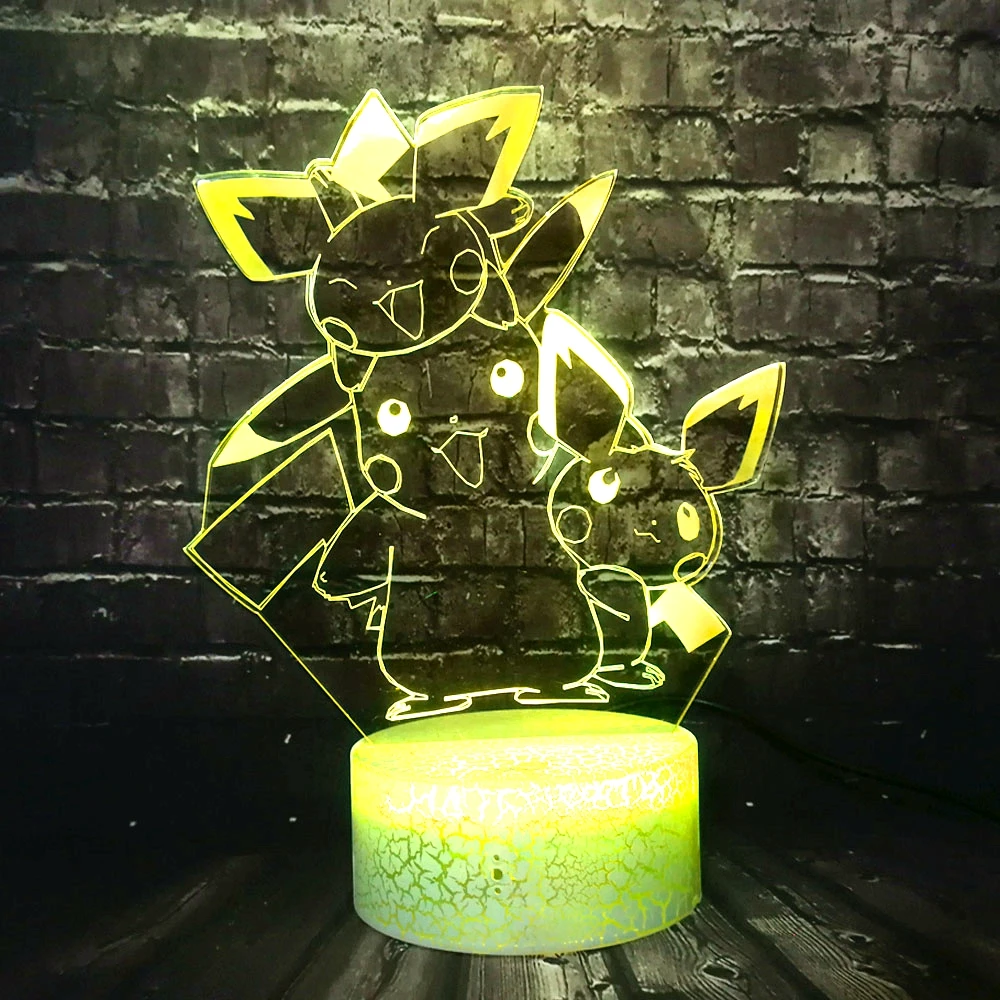 Покемон аниме Япония персонаж комиксов Пикачу милый 3D мультфильм светодиодный для украшения комнаты Настольный сон настроение Лава ночник Дети Рождественский подарок игрушка