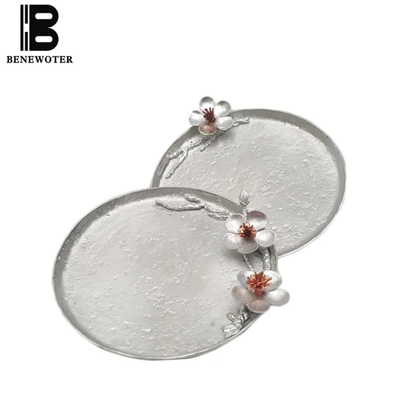 2 шт./лот со шпилькой креативный ручная работа олова цветка сливы сплава круглый