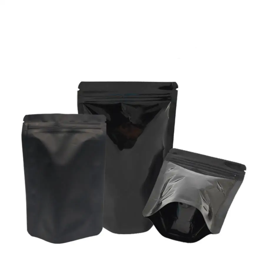 100 шт матовый глянцевый черный Алюминий Фольга Mylar Пакет для хранения на молнии