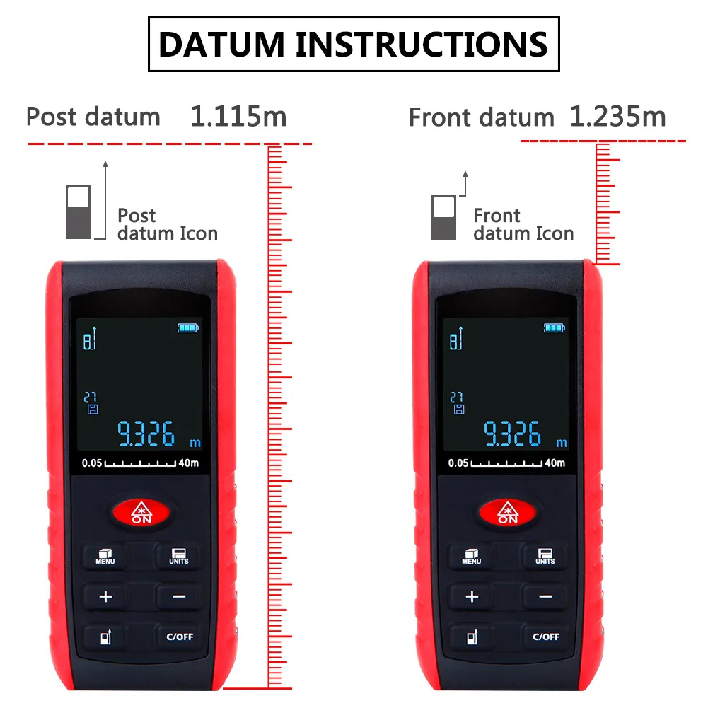 

40m Digital Waterproof Laser Distance Meter Handheld Rangefinder Meter Range Finder Digital Laser Tape Measure Area/Volume Tool