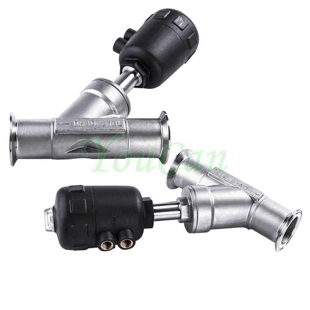 Тройной зажим из нержавеющей стали пневматический угловой клапан сиденья