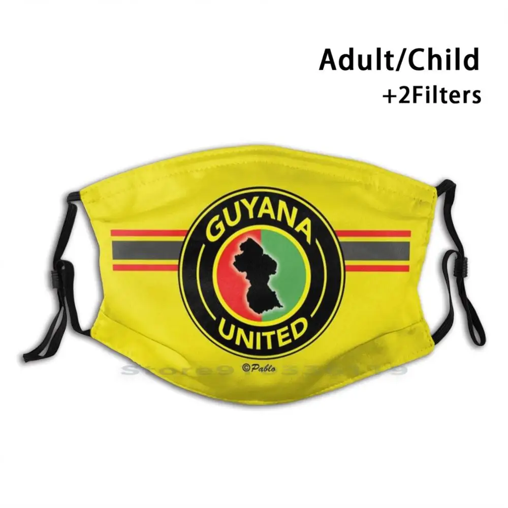 

Маска многоразовая Гайанская United Gtee с принтом, фильтрующая маска для лица Pm2.5, детская Гайанская, Объединенный мир в гайанском, единство в Га...