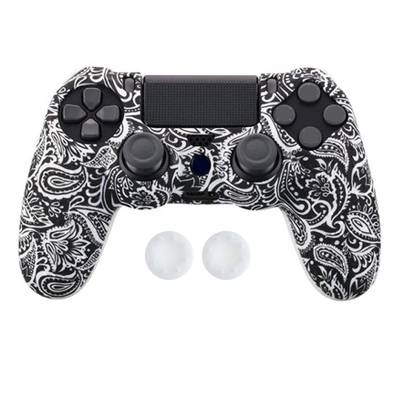 Анти-скольжения силиконовый чехол кожи чехол для sony PlayStation Dualshock 4 PS4 Pro Slim контроллер+ 2 Стик Захваты крышки - Цвет: B