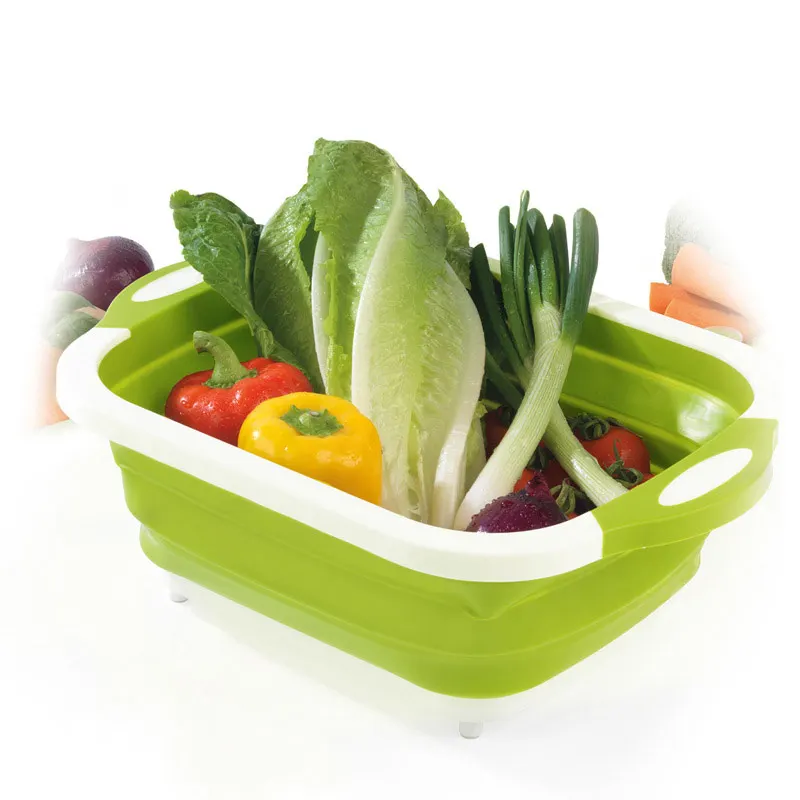 

1pc Two Forms a Set Collapsible Kitchen Colander Fruit Vegetable Strainer Drainer Washing Basket Plastic Drain Vegatable Basket