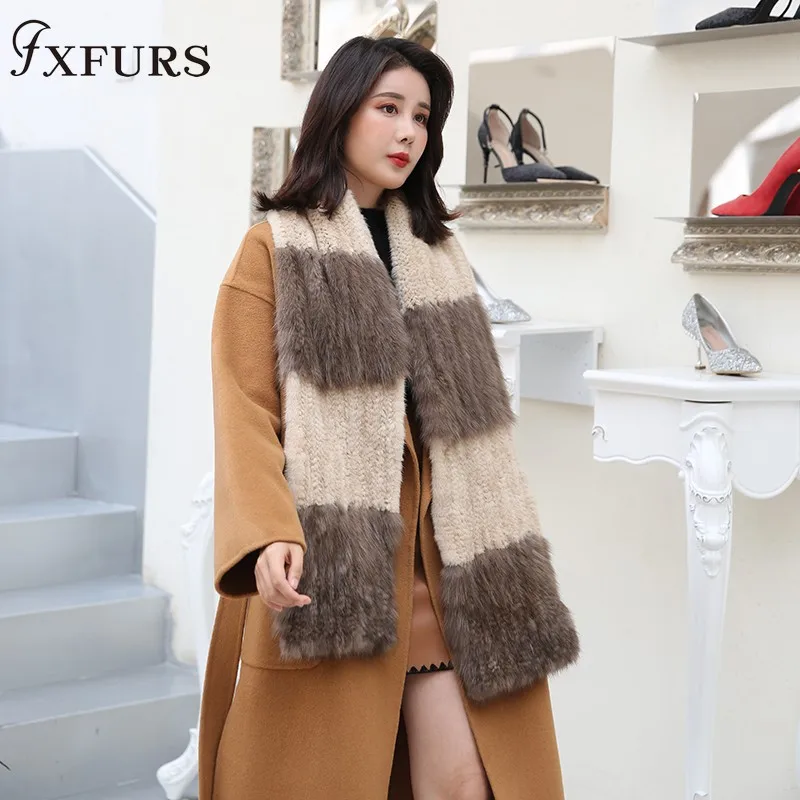 2020 высококачественный Женский вязаный шарф из натурального соболиного меха