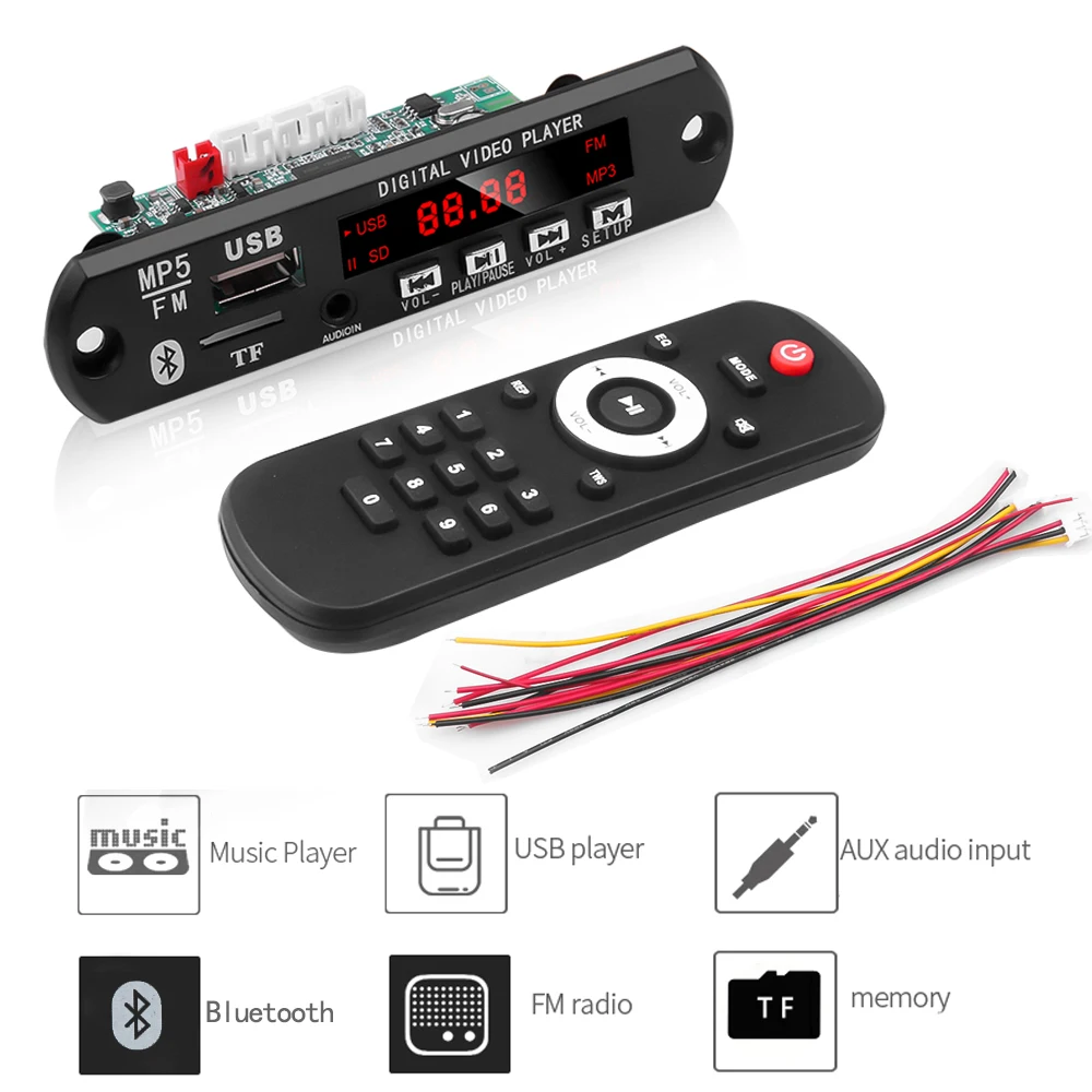 Car MP3 MP5 Player Detector Board Bluetooth 5.0 Audio Module Support USB TF WAV MP4 Function Lossless Decoding Kit |