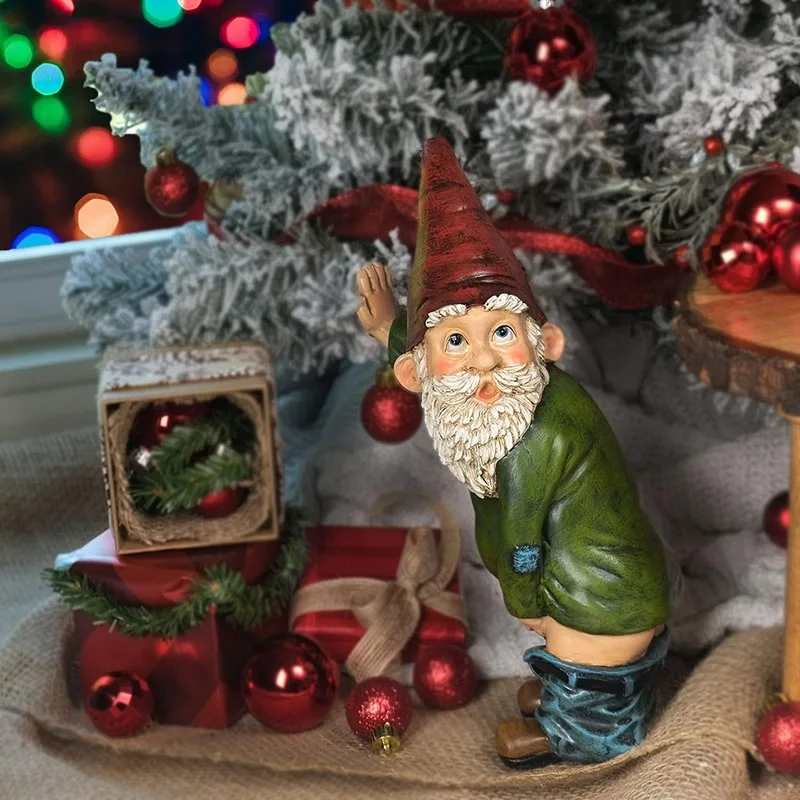 

Resin Naughty Garden Gnome Christmas Dress Up Indoor or Outdoor Decorations Christmas Gnome DIY Garden Decoration Dwarf