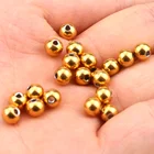 Круглые бусины из нержавеющей стали золотого цвета, 100 шт.лот, 3, 4, 5, 6, 8 мм, с отверстием 1,52 мм для самостоятельного изготовления ювелирных украшений