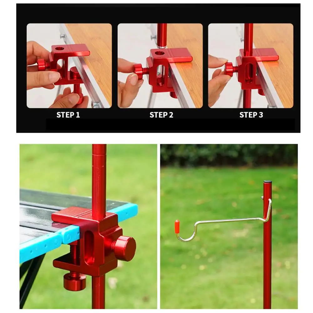 

1pcs Outdoor Camping Hunting Hiking Folding Lamp Post Pole Aluminum Alloy Portable Tent Table Hanging Light Fixing Stand Hold