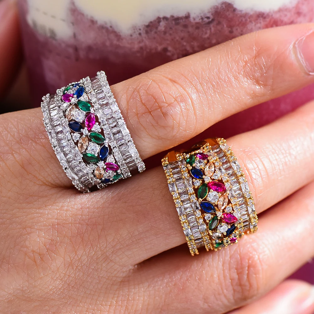

missvikki 2020 New Gorgeous Wide Cubic Zircon Crystal Rings rings for women Noble Bridal Wedding Party Anniversary Gift Jewelry