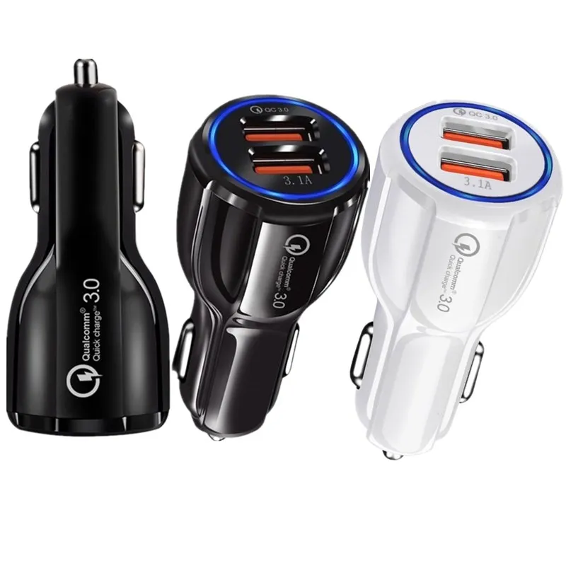 

300PCS Dual Usb Ports QC 3.0 Fast Charging Adapter Mini Usb Car Charger for iphone 12 13 samsung huawei