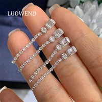 luowend 100 18k solid white gold au750 women long earrings real natural diamond earring fashion long strip design luxury