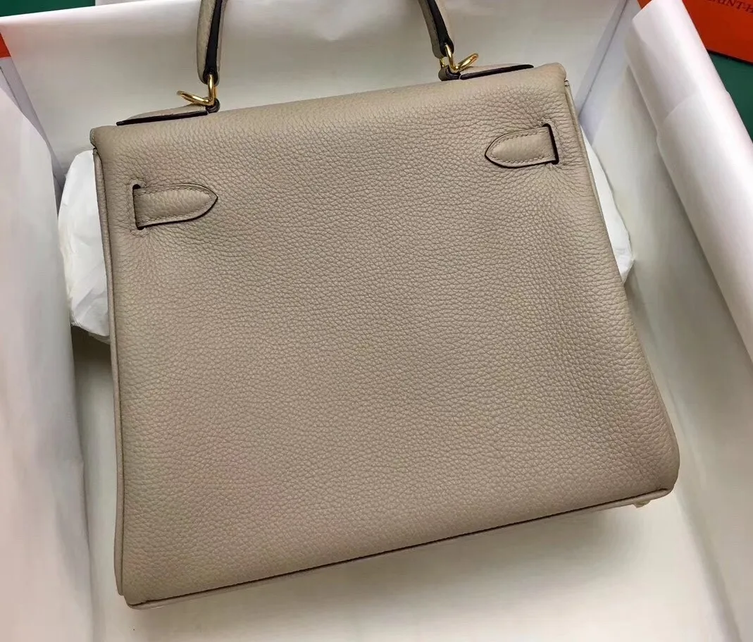 

BRAND HANDBAG,DESIGNERS PURSE,25CM,Trench color,Togo Leather,Handmade Quality,Wax Line Stitching, Fast delivery