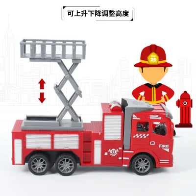 

remote control truck Simulation lighting fire truck set lift truck water tanker ladder truck model gift Christmas puzzle boy