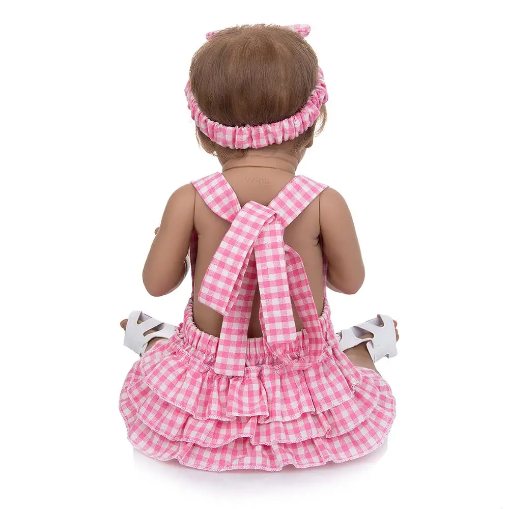 KEIUMI 23 Inch Lifelike Reborn Baby Doll All Silicone Tan Skin 57CM Lovely Girl For Children's Gifts Christmas Present | Игрушки и