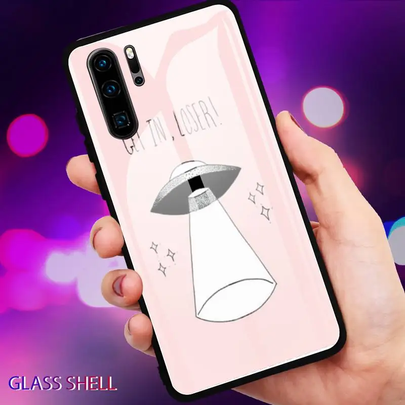 

UFO Space Phone Case For Huawei P9 10Plus 20PRO P30 Lite Back Cover Tempered Glass Cases For NOVA 3E Series