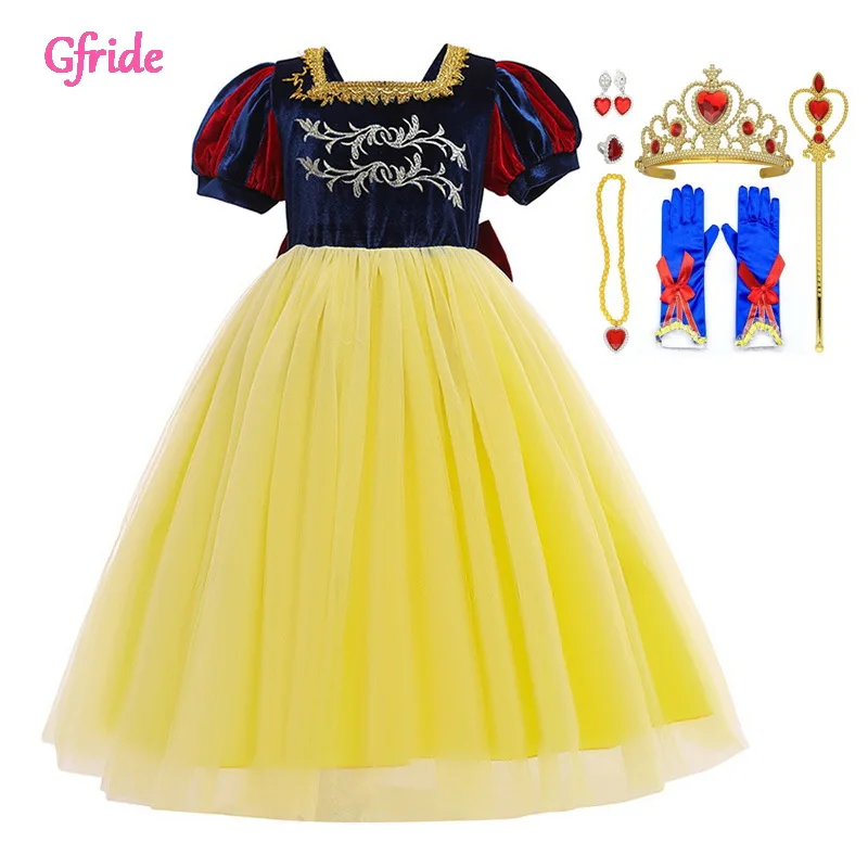 

Детское платье из тюля, с пышными рукавами, для девочек, длинное платье Снежной королевы, От 2 до 10 лет