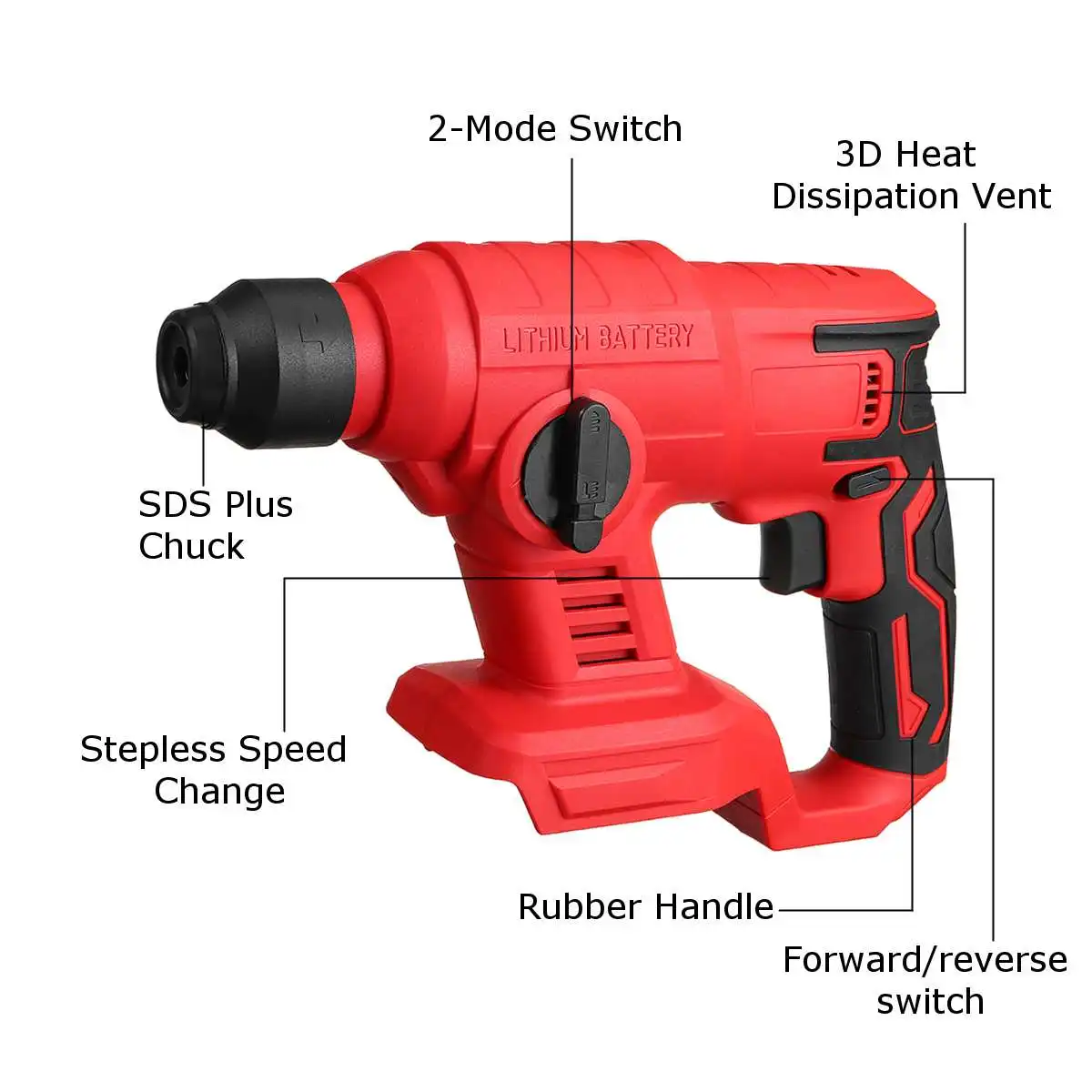 

18V Brushless Cordless Hammer Drill Rechargeable Electric Rotary Hammer Impact Drill Power Tools For Makita Battery
