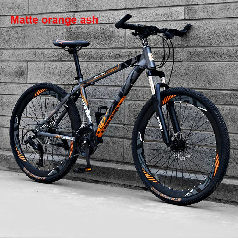 Matte orange ash Горный велосипед 26 дюймов из алюминиевого сплава с переменной скоростью внедорожный двойной дисковый тормоз для взрослых студентов мужчин и женщин - Цвет: Matte orange ash