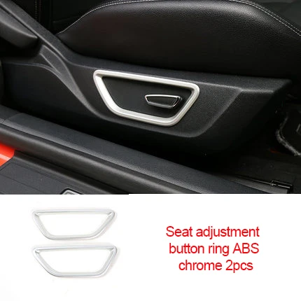 

For Ford Mustang 2015-2020 Red ABS chrome Carbon fiber Seat adjustment button ring 2pcs