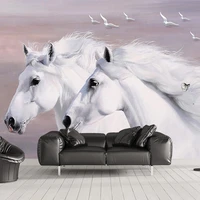 custom mural wallpaper european style hand painted 3d white couple horses flying birds wall painting living room bedroom fresco