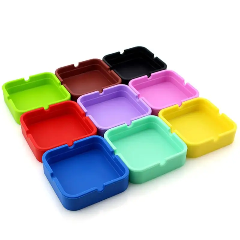 

Multicolor Silicone Ashtray High Quality Square Stackable Eco-friendly Bendable Ashtray Cigarette Tray Holder Smoking Supplies