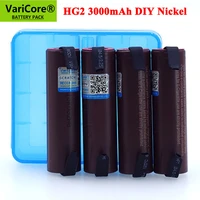 4pcs varicore new hg2 18650 3000mah rechargeable battery 3 6v discharge 20a dedicated batteries diy nickel storage box