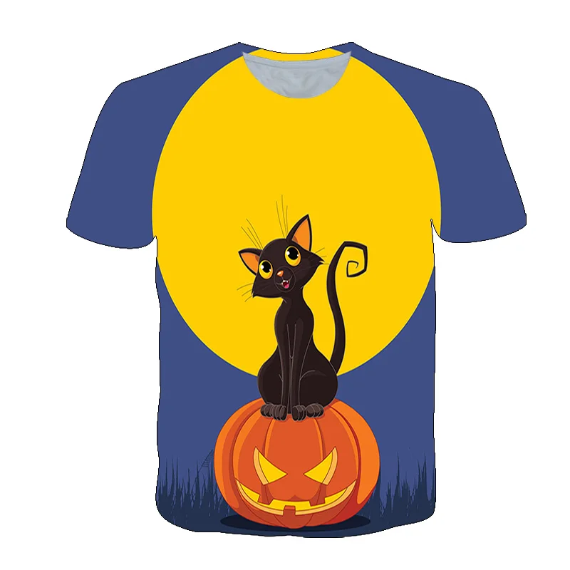 

Halloween cool 3D printed T-shirts short sleeve and polyester tops for kids boys and girls pumpkin children's print clothes