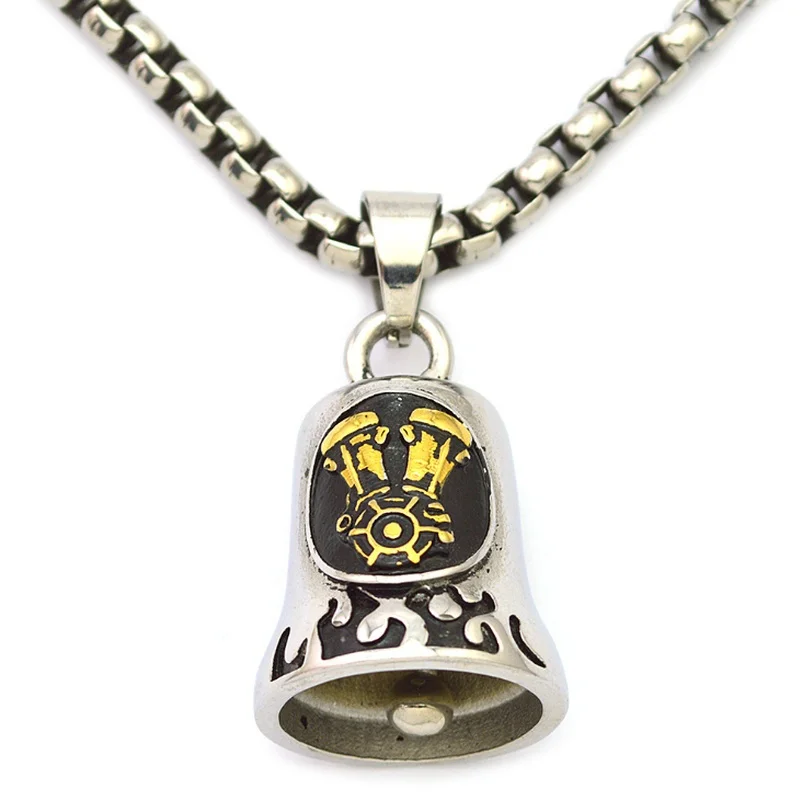 

Punk Trend Men's Cool Eagle Bike Motorcycle Style Engine Bell Pendant Slip Necklace