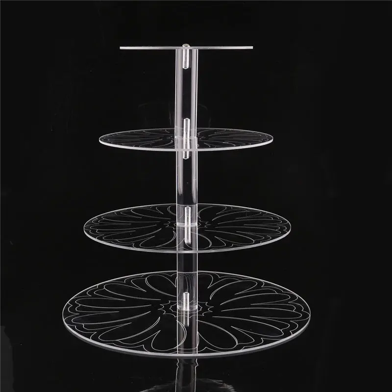 Новый Круглый акриловый 3/4 уровня кекс подставка для торта держатель собрать и