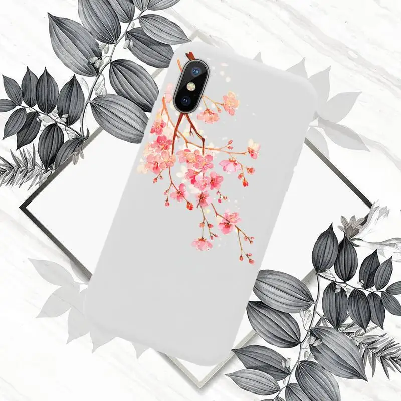 

Cartoon sakura beautiful Phone Case Candy Color for iPhone 11 12 mini pro XS MAX 8 7 6 6S Plus X SE 2020 XR