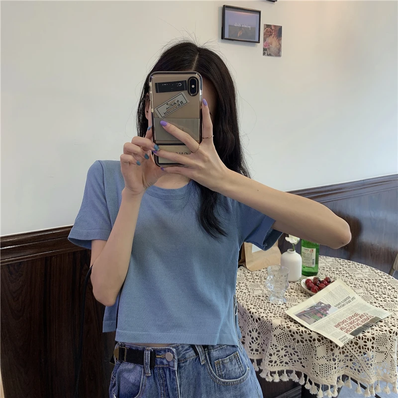 

XZ051 Spring 2021 new Korean version with a western-style shirt with short-sleeved T-shirt women