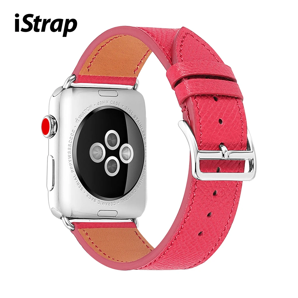 

Кожаный ремешок iStrap для Apple Watch Series 5 4 3 2 1, красный ремешок для Apple Watch, ремешок для Apple Watch, аксессуары