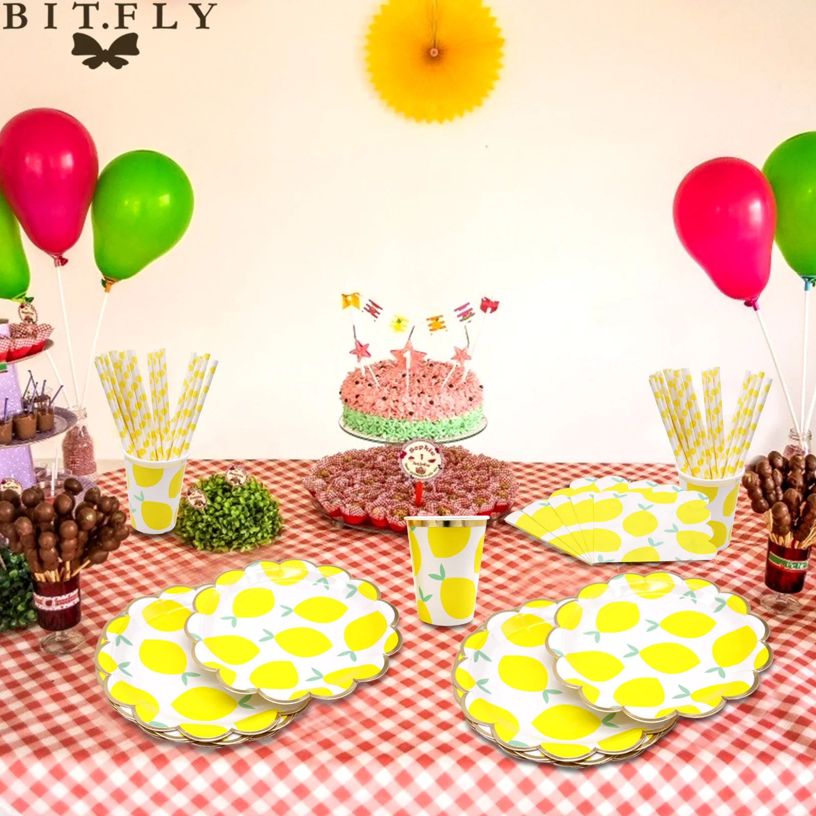 Набор желтых бронзовых столовых приборов с лимоном одноразовые бриллиантовые