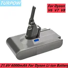 Литий-ионная аккумуляторная батарея Turpow 21,6 в 6000 мАч для пылесоса Dyson V6V7V8, сменная батарея для электроинструментов